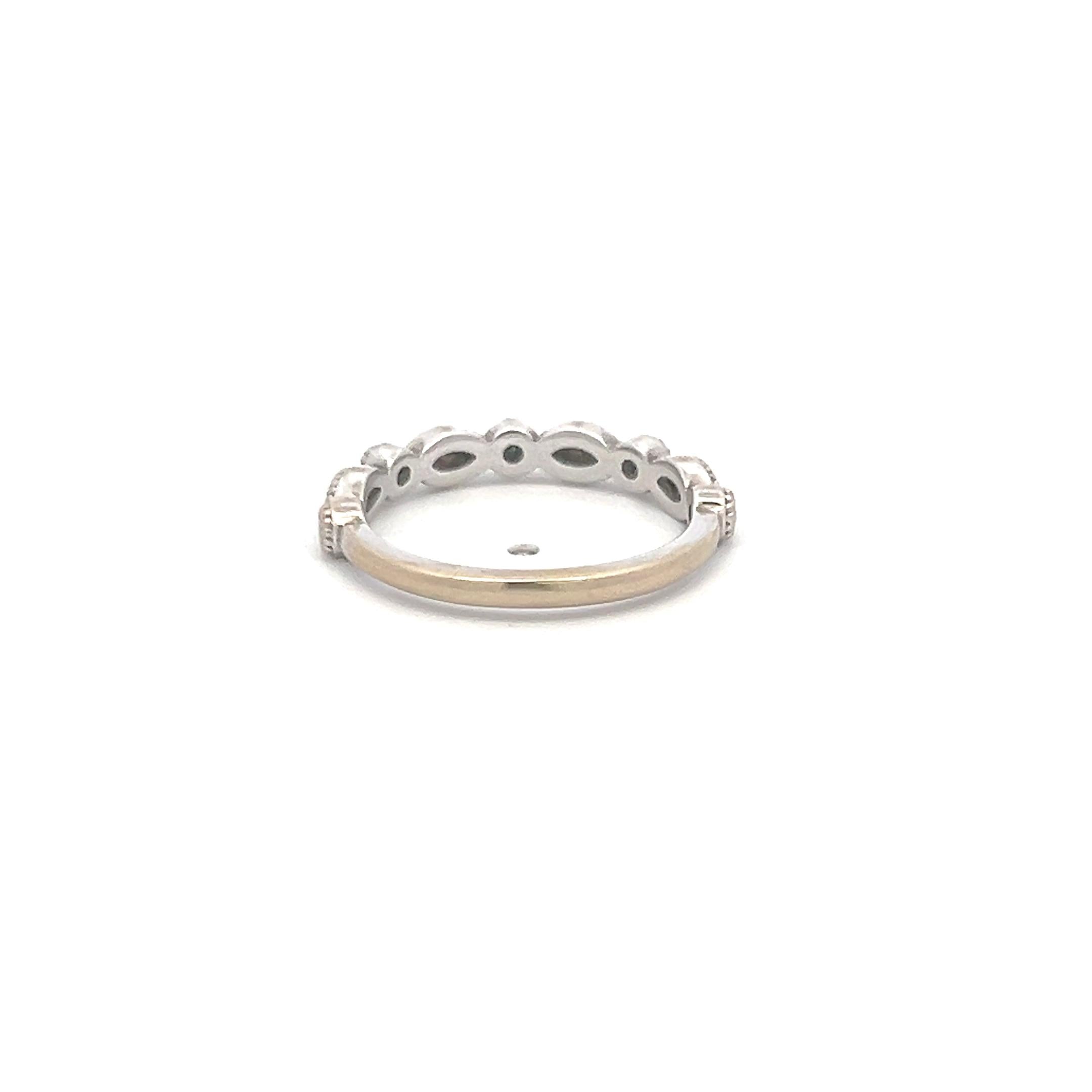 0.30 Carat Marquis Shape and Round Diamond 18 Karat White Gold Band Ring