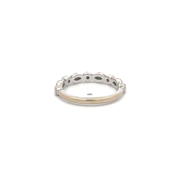 0.30 Carat Marquis Shape and Round Diamond 18 Karat White Gold Band Ring