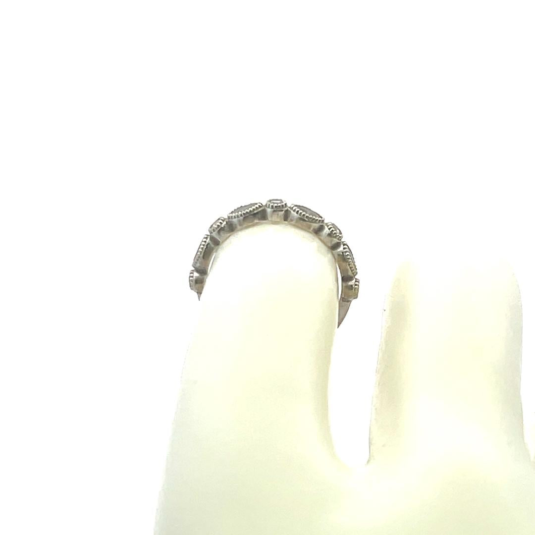 0.30 Carat Marquis Shape and Round Diamond 18 Karat White Gold Band Ring