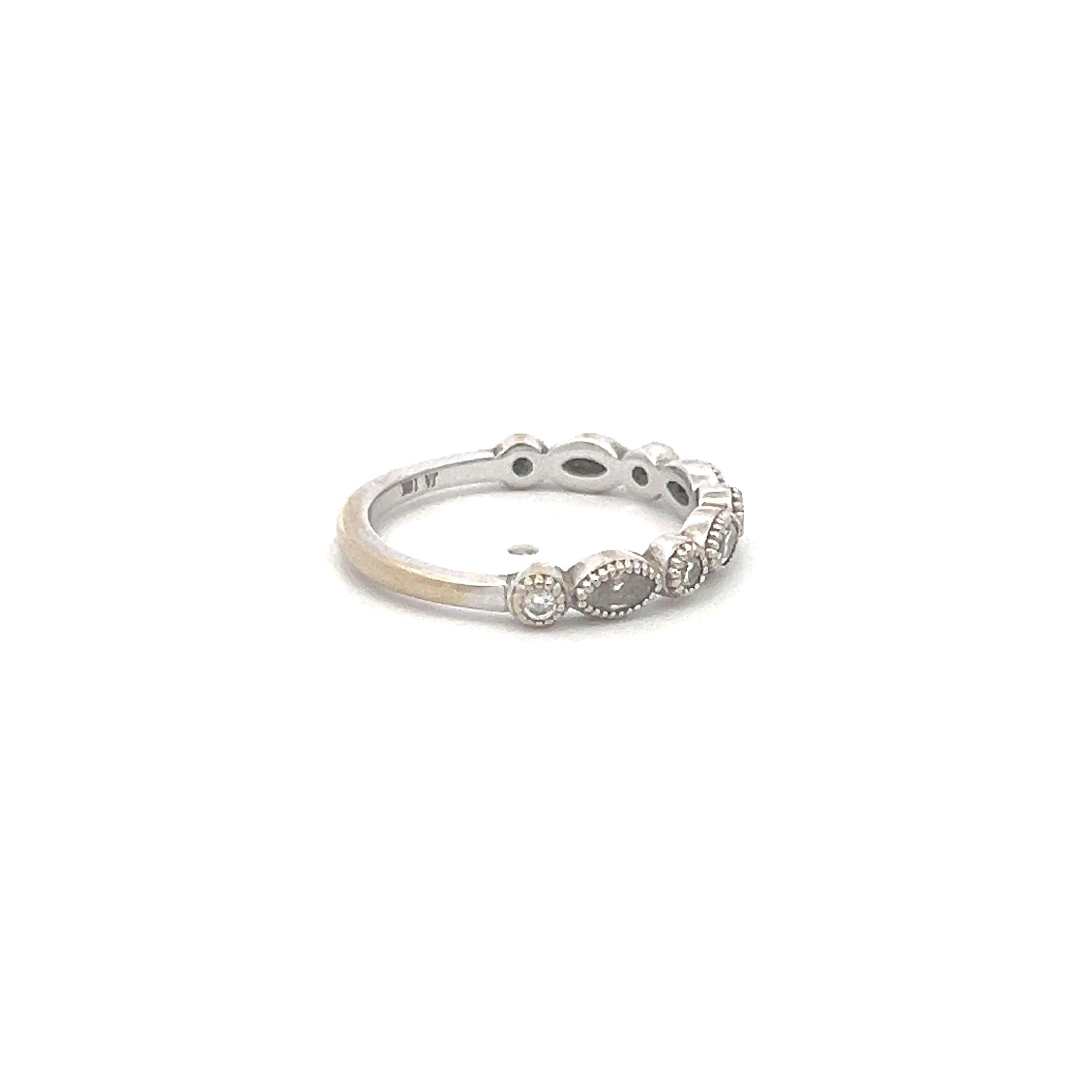 0.30 Carat Marquis Shape and Round Diamond 18 Karat White Gold Band Ring