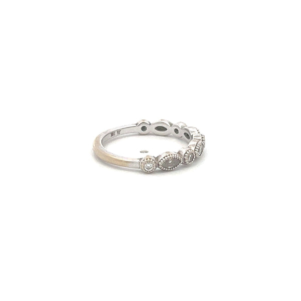 0.30 Carat Marquis Shape and Round Diamond 18 Karat White Gold Band Ring
