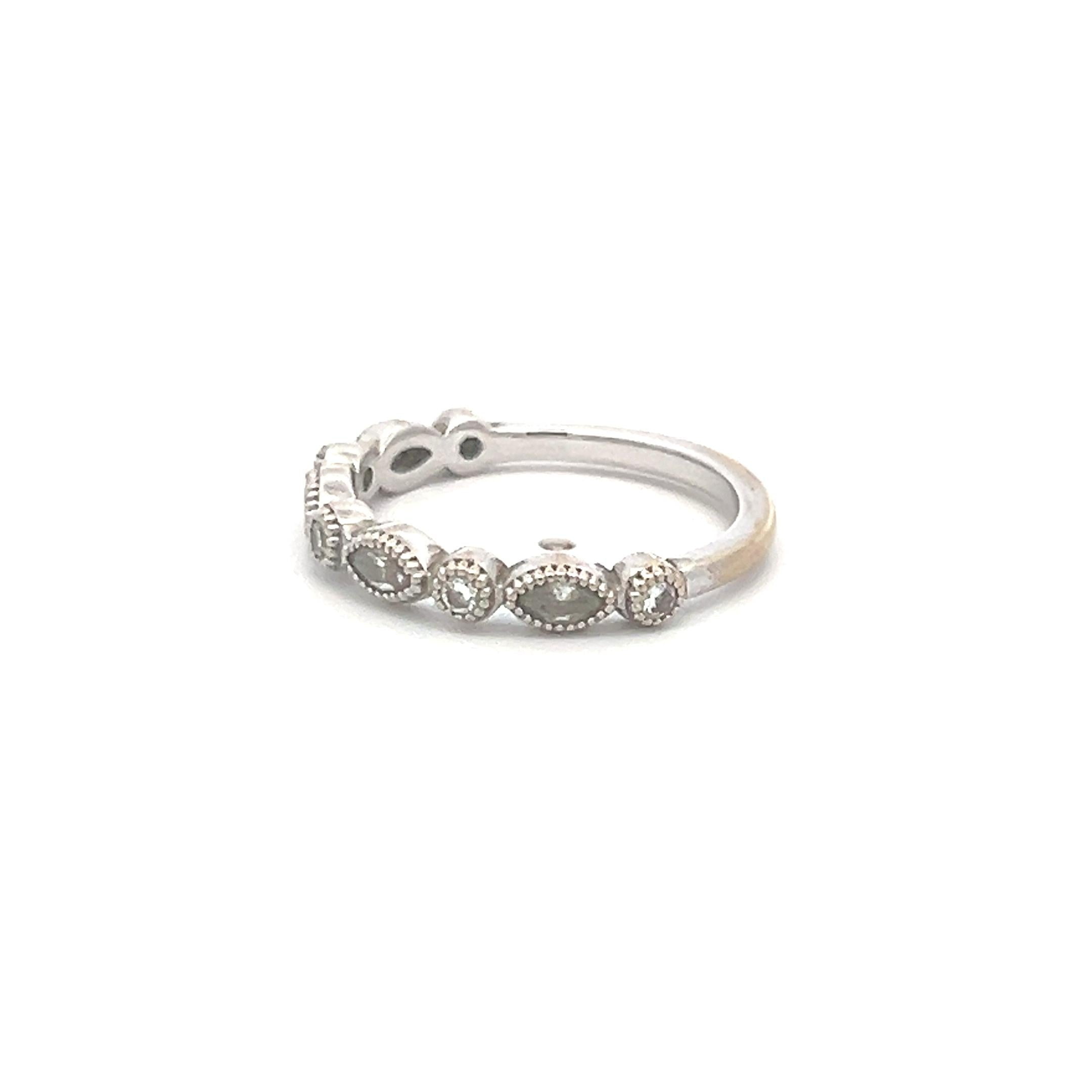 0.30 Carat Marquis Shape and Round Diamond 18 Karat White Gold Band Ring