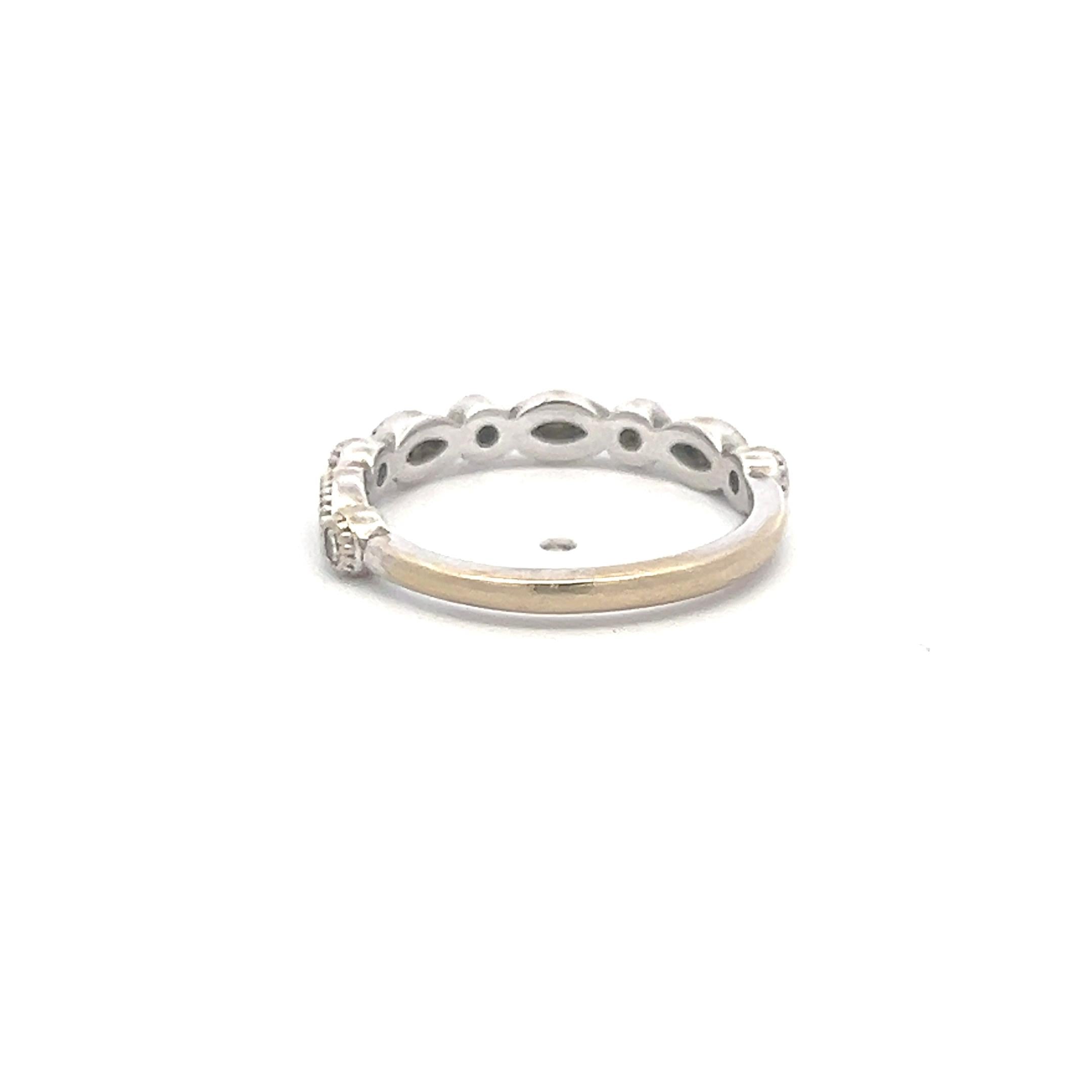 0.30 Carat Marquis Shape and Round Diamond 18 Karat White Gold Band Ring