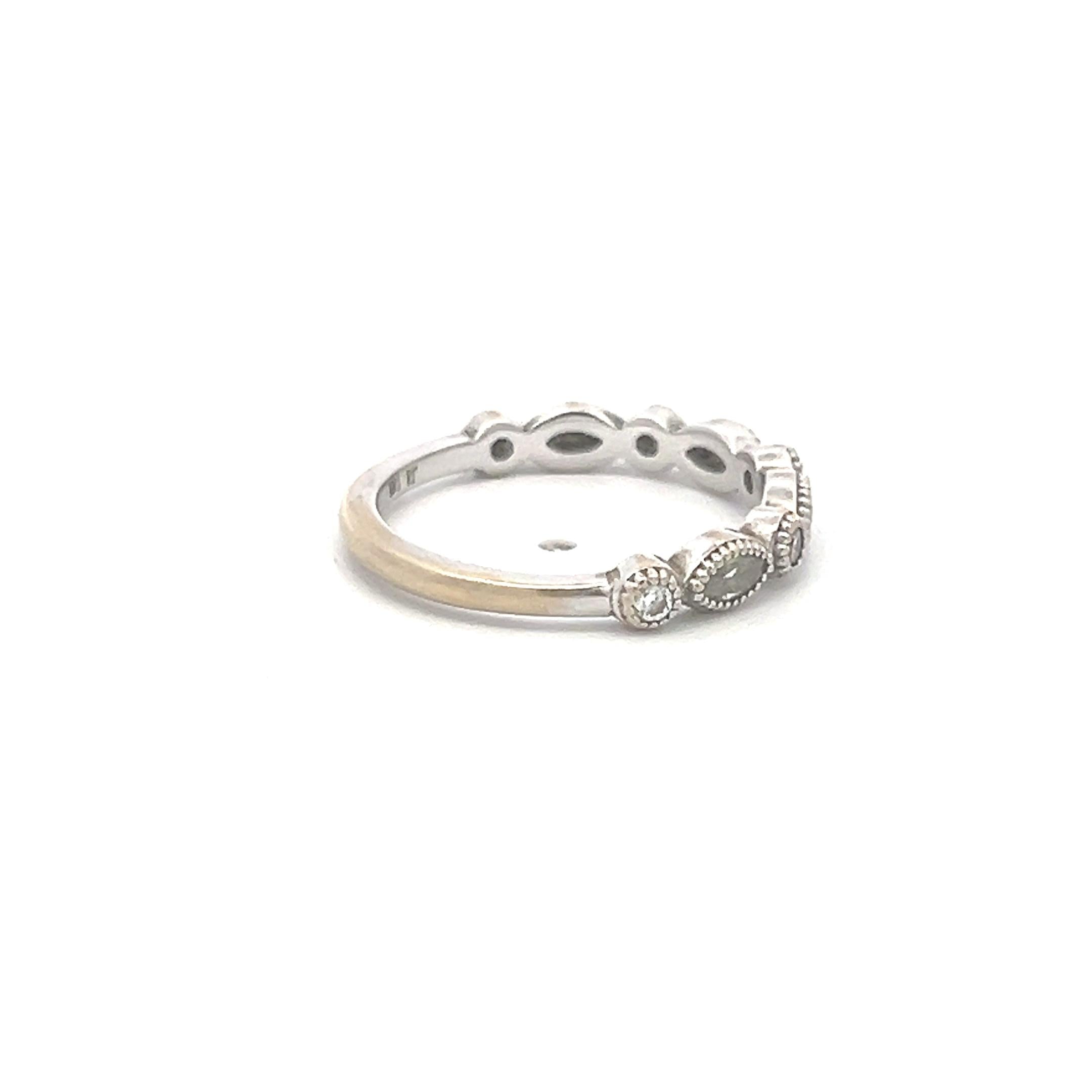 0.30 Carat Marquis Shape and Round Diamond 18 Karat White Gold Band Ring