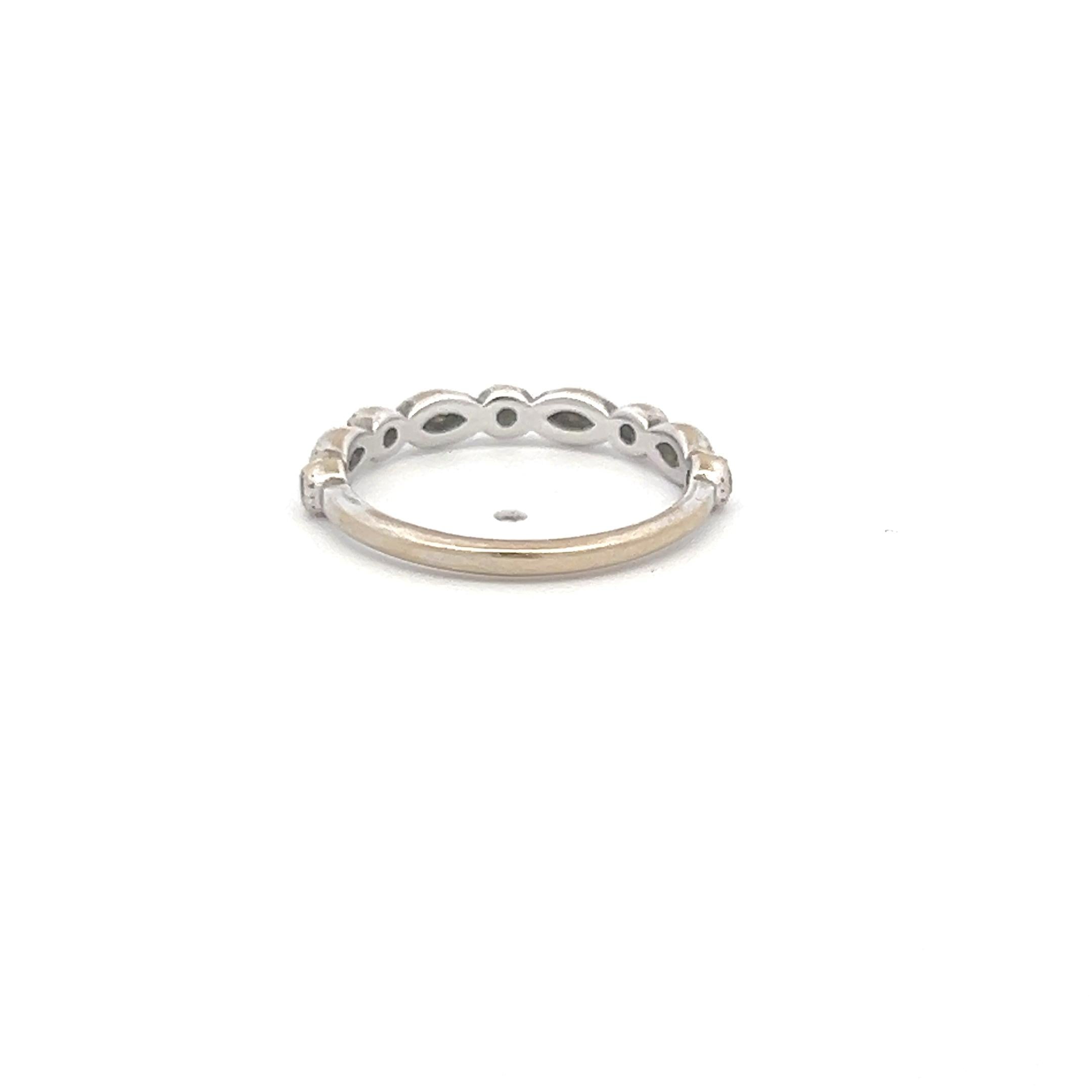 0.30 Carat Marquis and Round Brilliant Diamond 18 Karat White Gold Band Ring