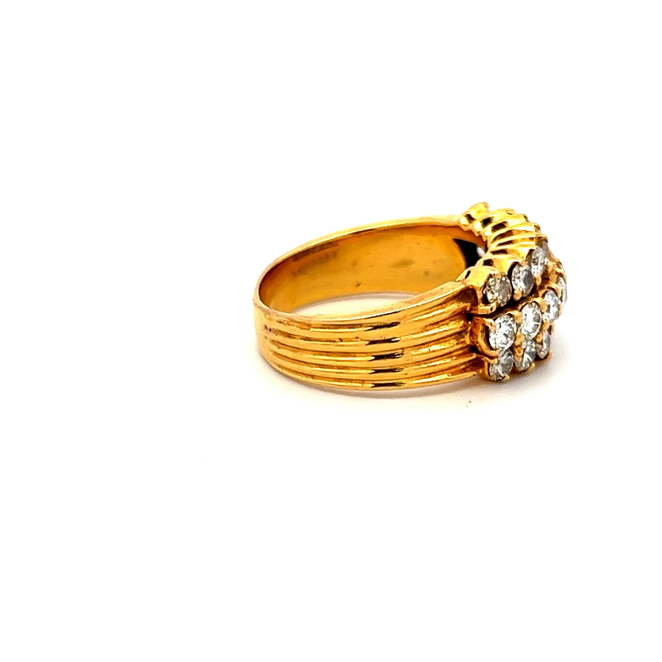 Hammerman Broth 2.00 Carat Round Diamond 18 Karat Yellow Gold Band Ring