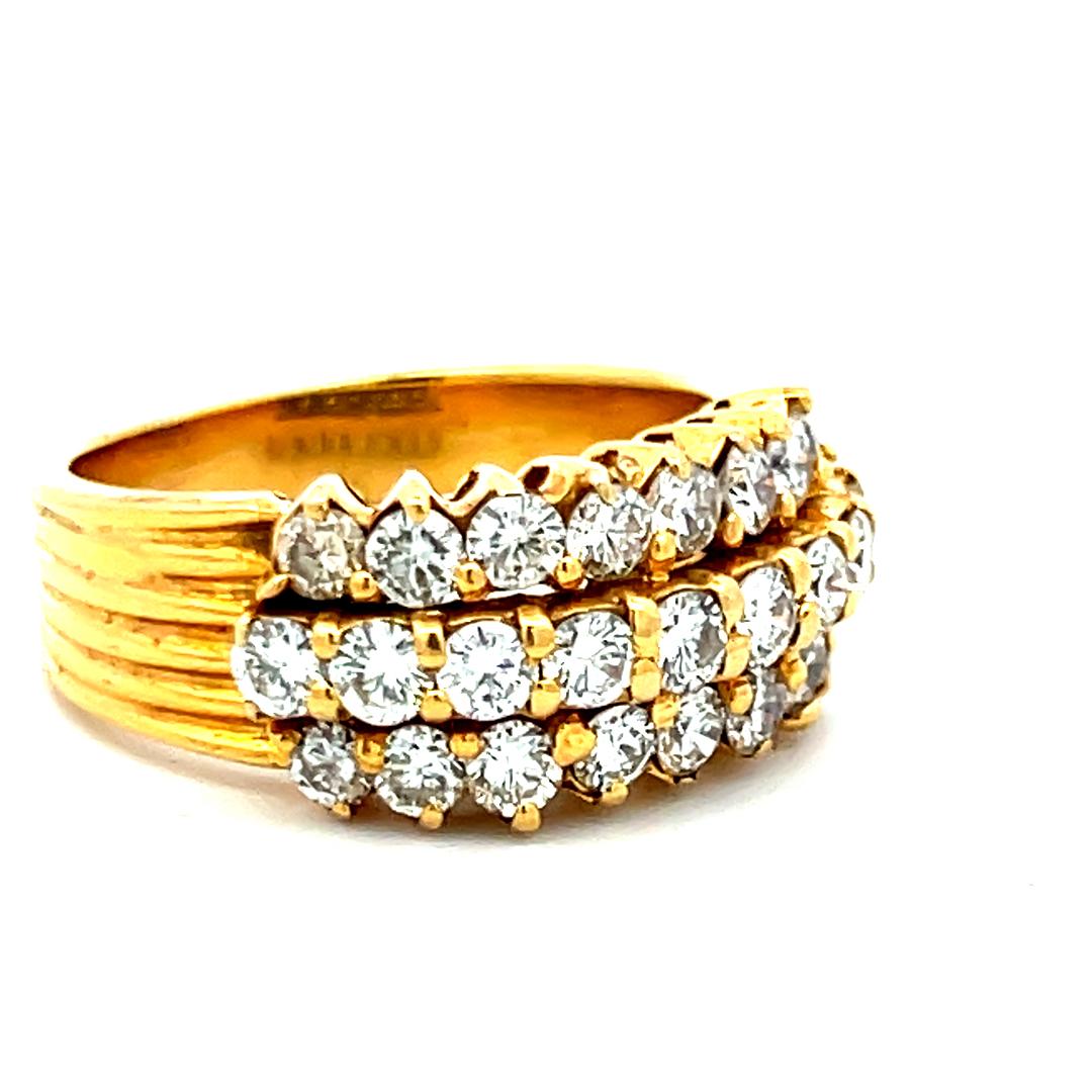 Hammerman Broth 2.00 Carat Round Diamond 18 Karat Yellow Gold Band Ring