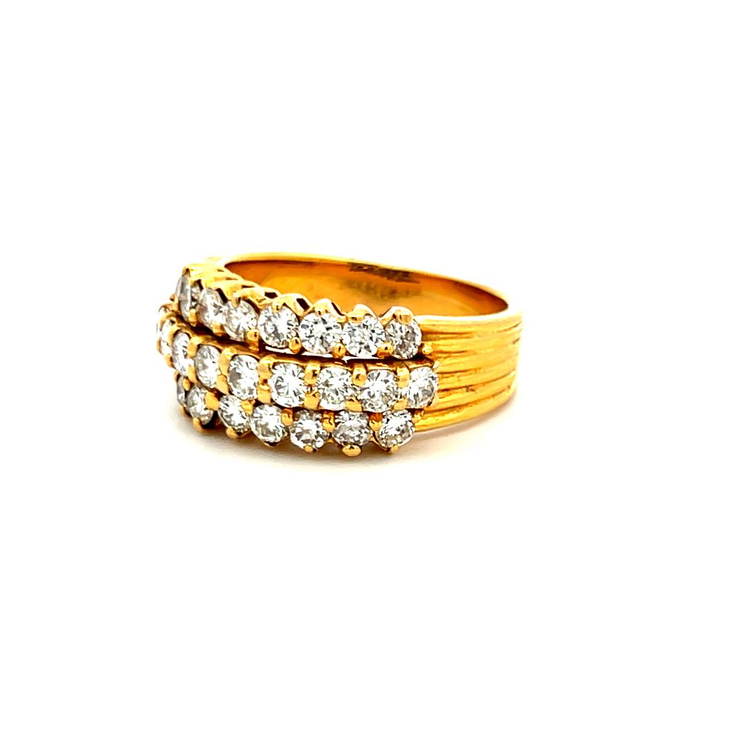 Hammerman Broth 2.00 Carat Round Diamond 18 Karat Yellow Gold Band Ring