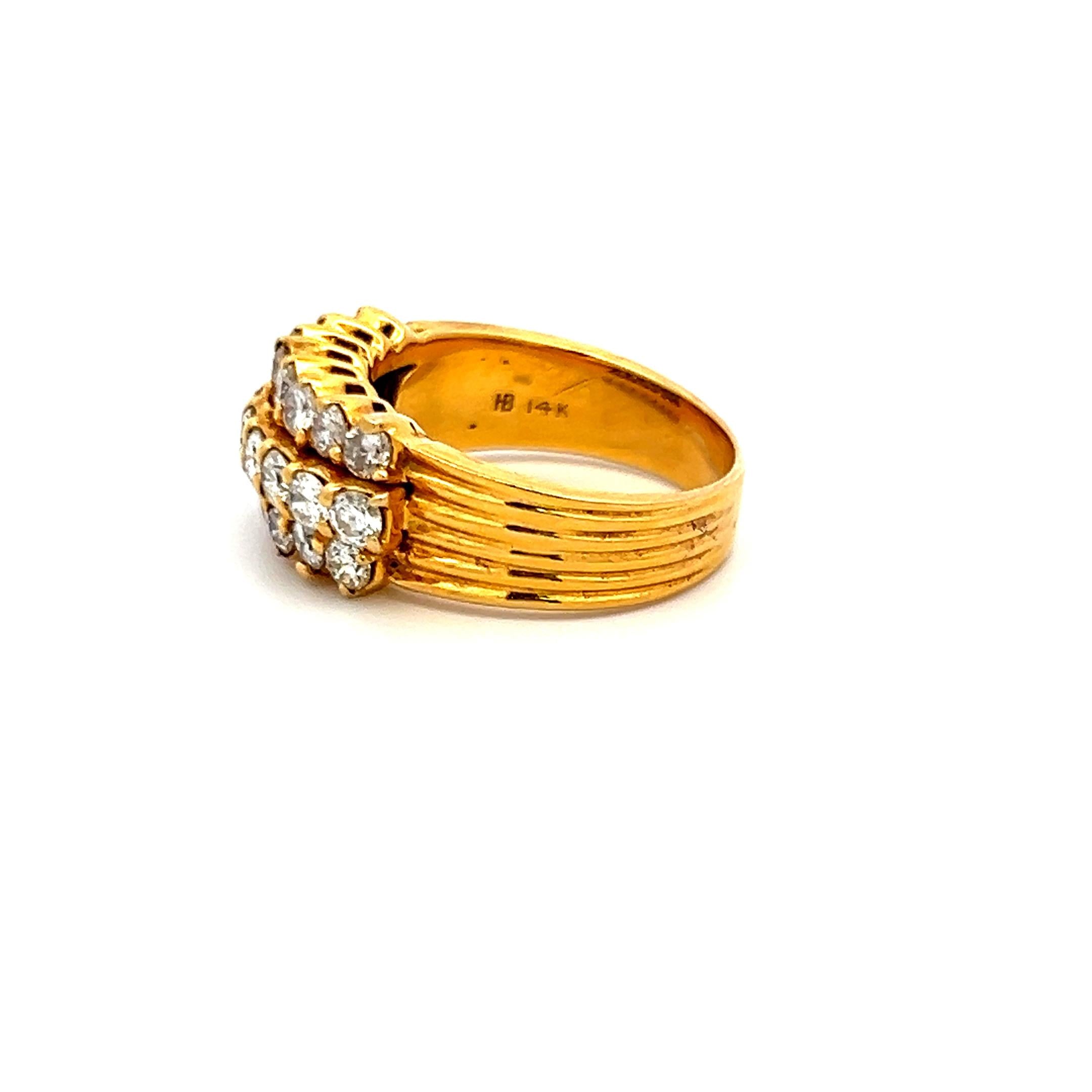 Hammerman Broth 2.00 Carat Round Diamond 18 Karat Yellow Gold Band Ring