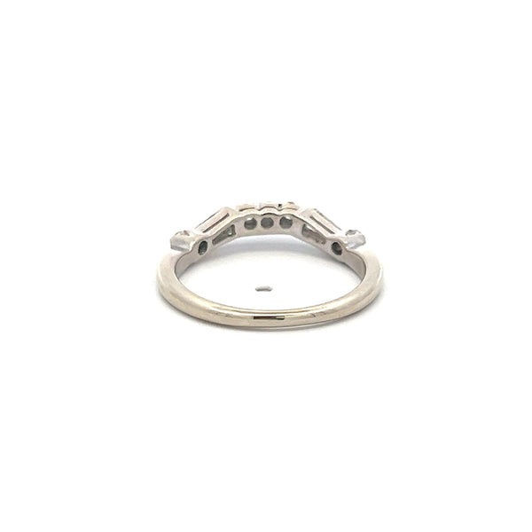 0.30 Carat Round Brilliant and Baguette Diamond 14Karat White Gold Band Ring