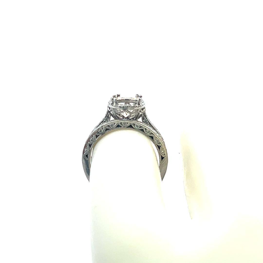 Tacori 0.83 Carat Round Brilliant I VS Diamond Platinum Semi Mount Ring