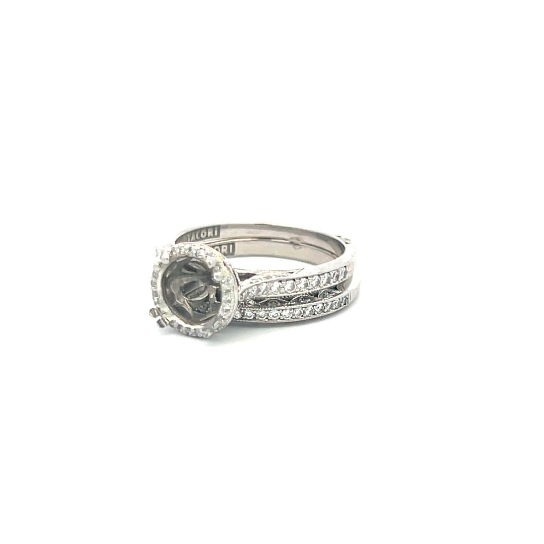 Tacori 0.83 Carat Round Brilliant I VS Diamond Platinum Semi Mount Ring