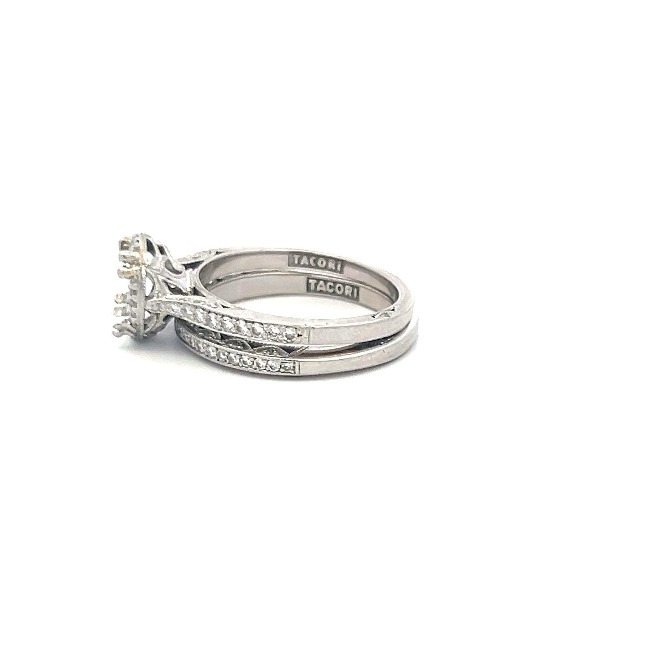 Tacori 0.83 Carat Round Brilliant I VS Diamond Platinum Semi Mount Ring