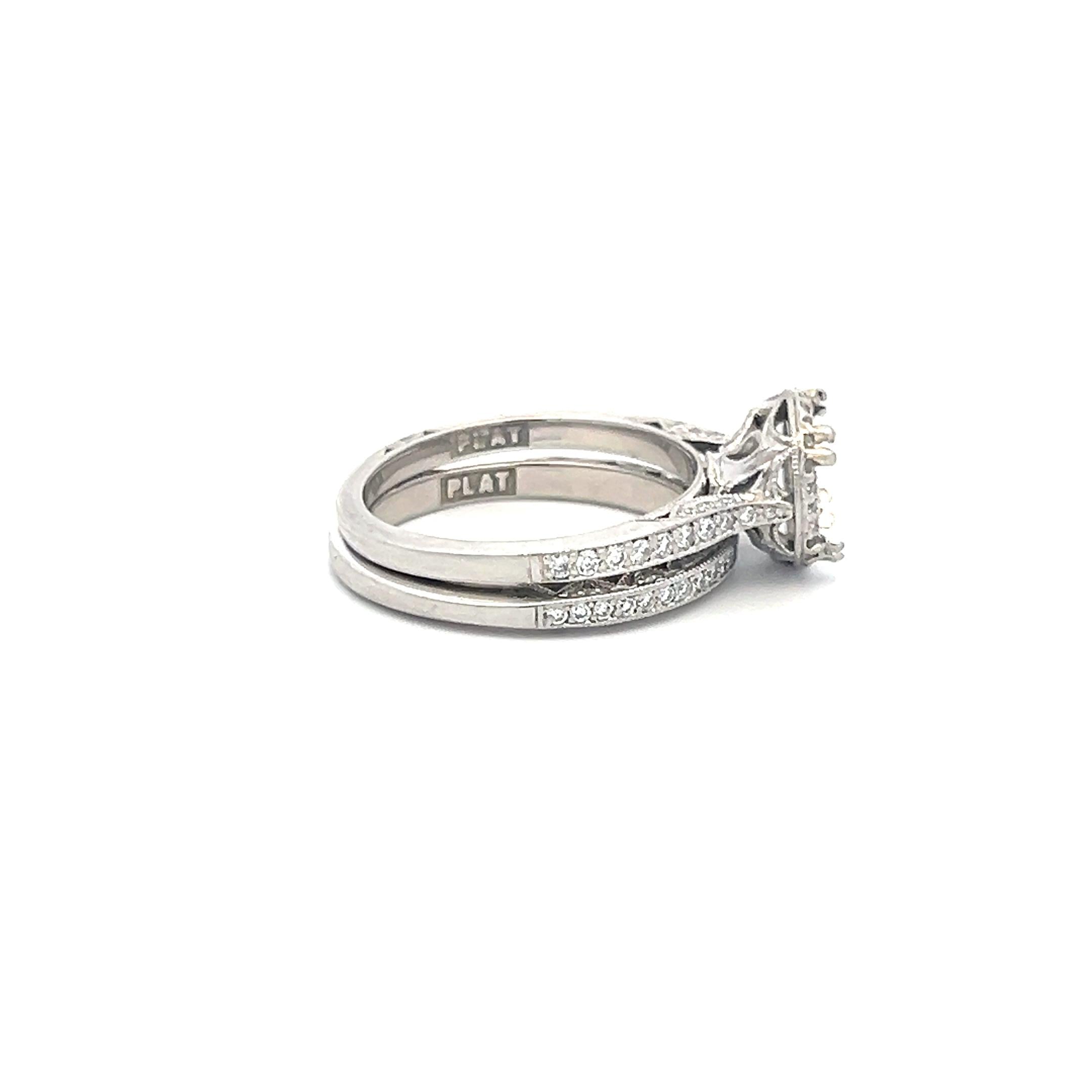 Tacori 0.83 Carat Round Brilliant I VS Diamond Platinum Semi Mount Ring