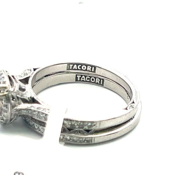 Tacori 0.83 Carat Round Brilliant I VS Diamond Platinum Semi Mount Ring