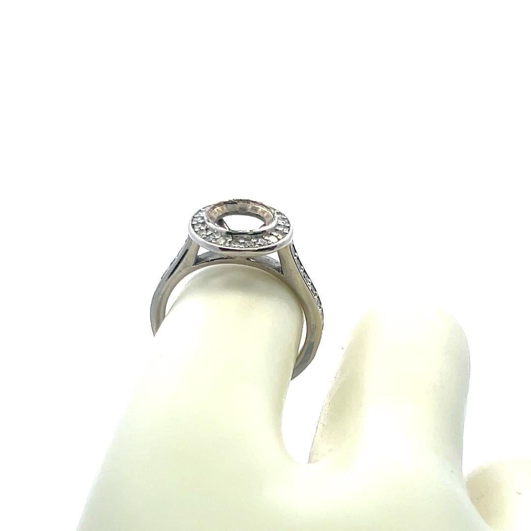 0.58 Carat Round Brilliant H SI Diamond 14 Karat White Gold Semi Mount Ring
