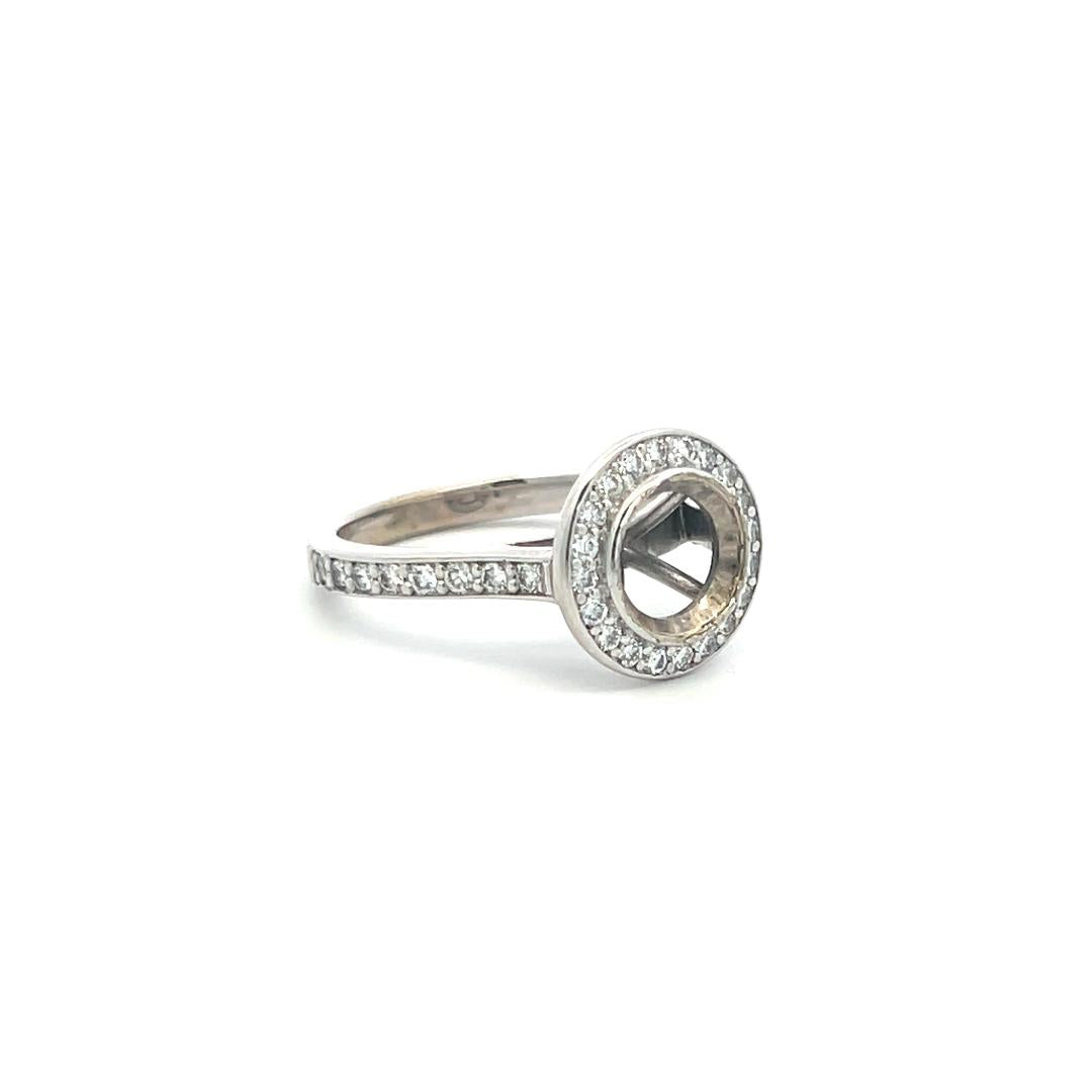 0.58 Carat Round Brilliant H SI Diamond 14 Karat White Gold Semi Mount Ring