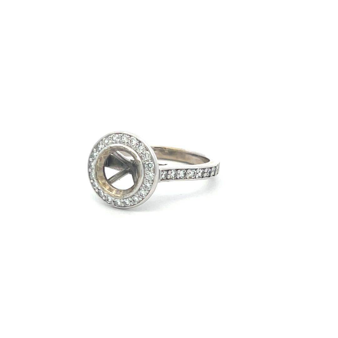 0.58 Carat Round Brilliant H SI Diamond 14 Karat White Gold Semi Mount Ring