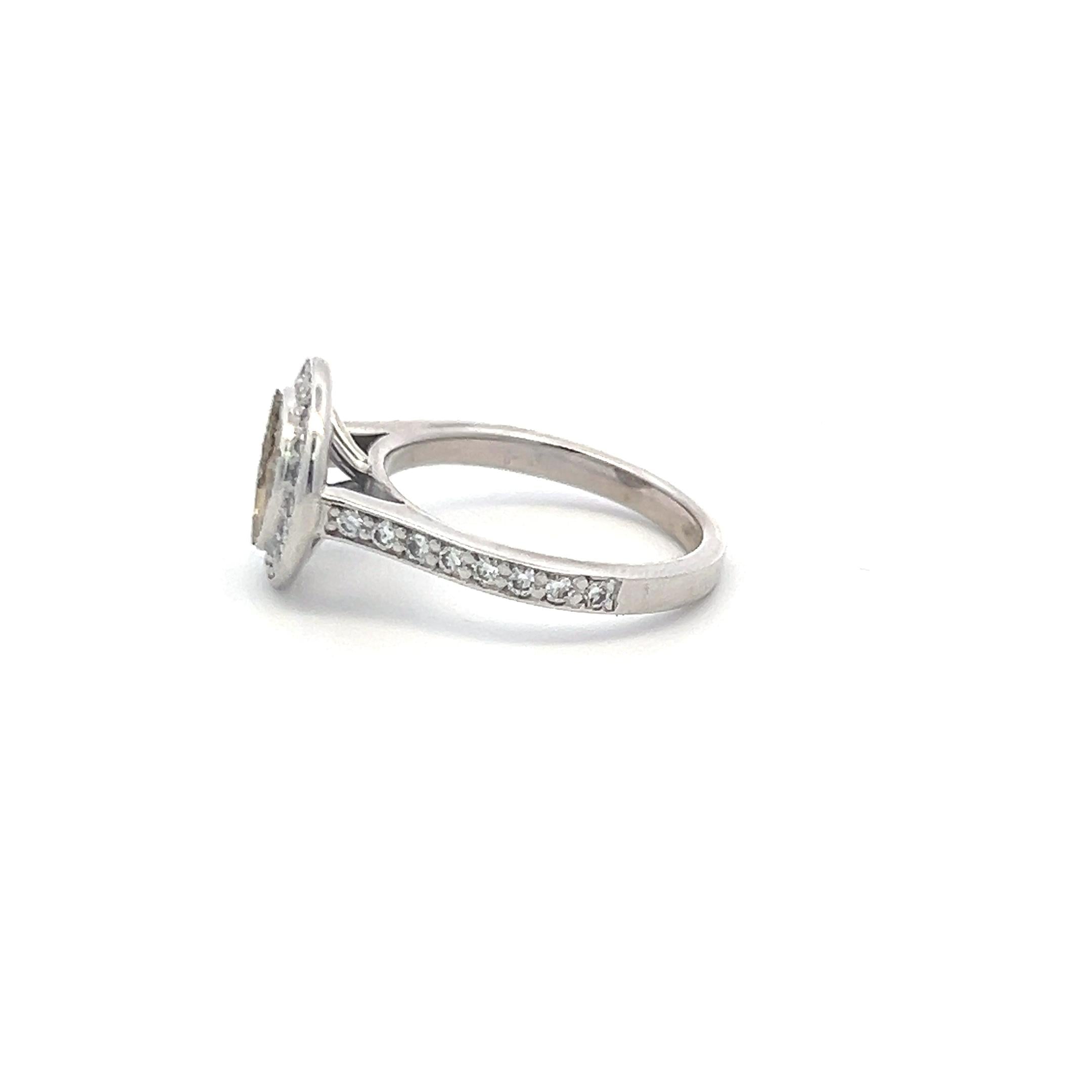 0.58 Carat Round Brilliant H SI Diamond 14 Karat White Gold Semi Mount Ring