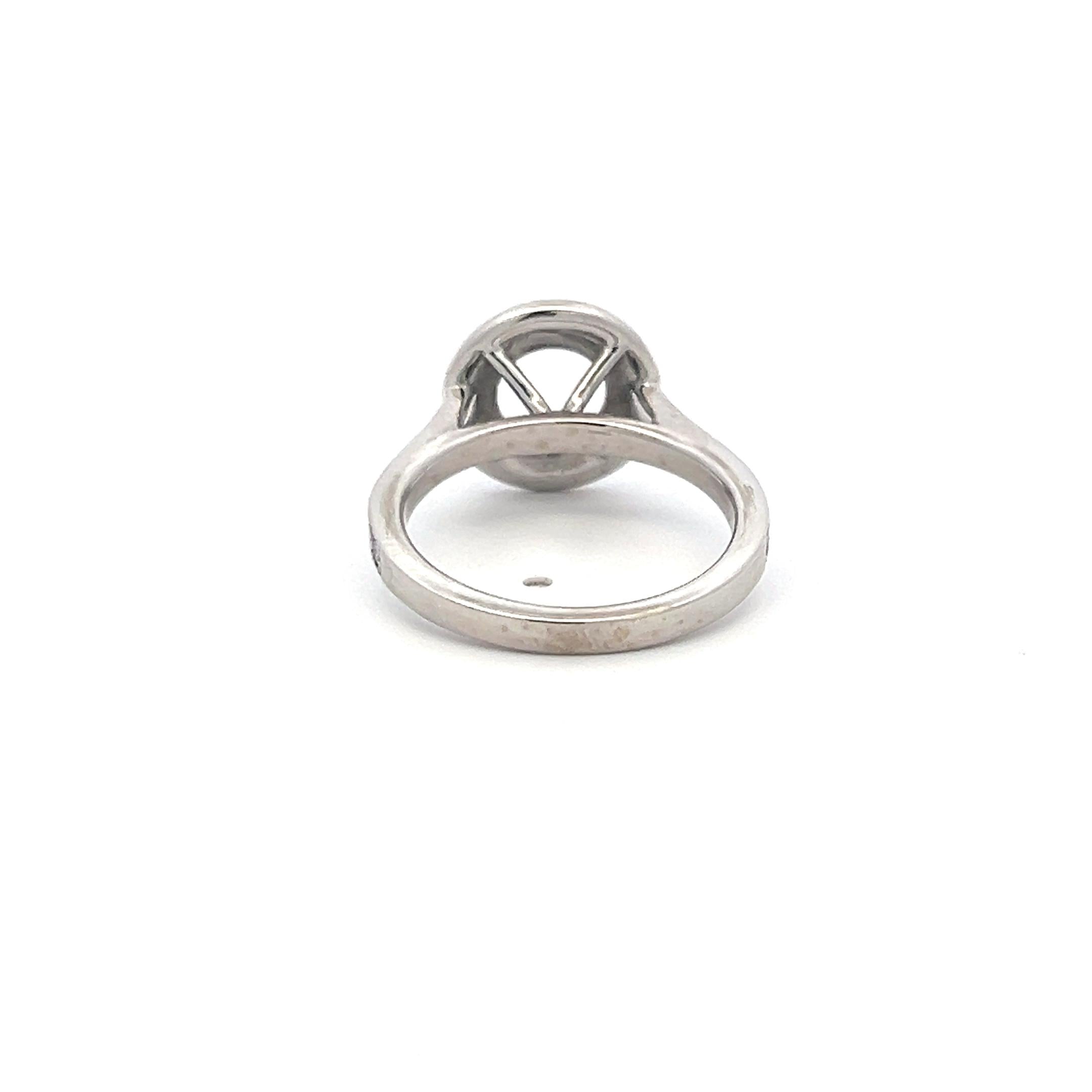 0.58 Carat Round Brilliant H SI Diamond 14 Karat White Gold Semi Mount Ring