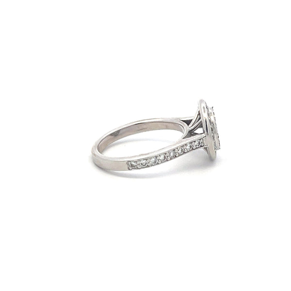 0.58 Carat Round Brilliant H SI Diamond 14 Karat White Gold Semi Mount Ring