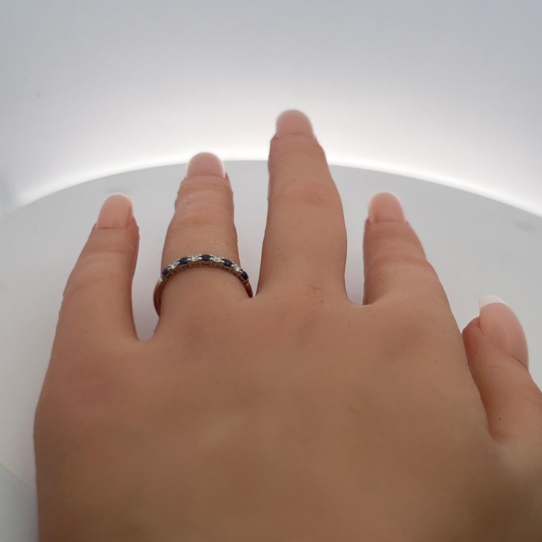 Tiffany & Co Platinum Half-Eternity Ring with Sapphire & Diamond (0.12ct FVS)