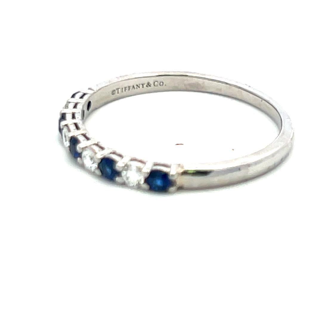 Tiffany & Co Platinum Half-Eternity Ring with Sapphire & Diamond (0.12ct FVS)