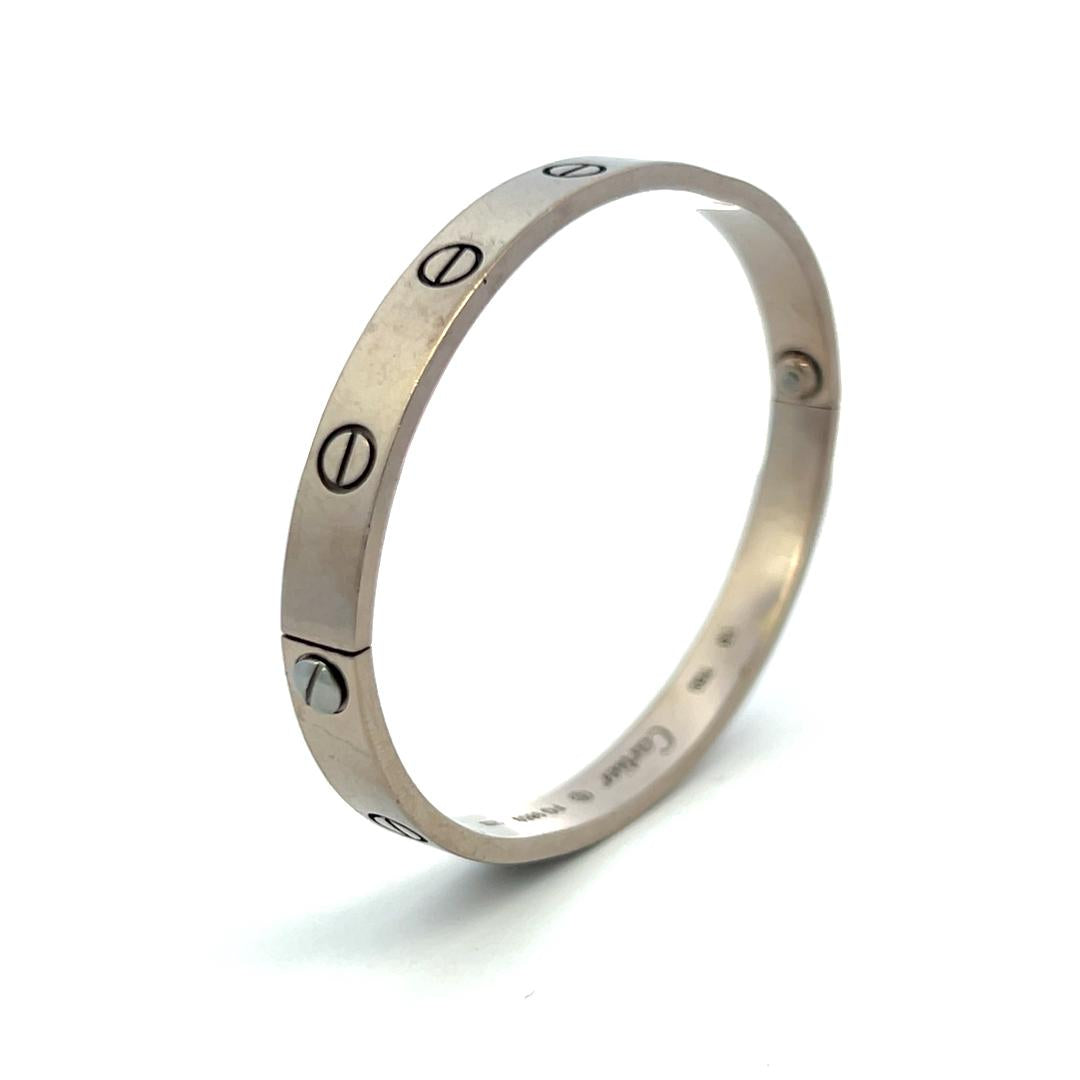 Cartier 18 Karat White Gold Love Bracelet Size 18 with Service paper
