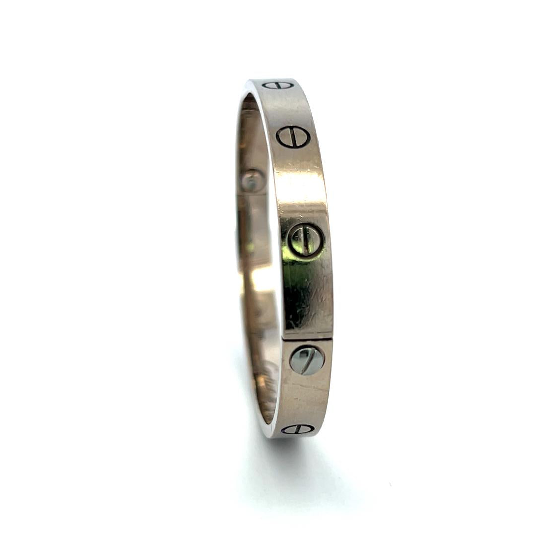 Cartier 18 Karat White Gold Love Bracelet Size 18 with Service paper
