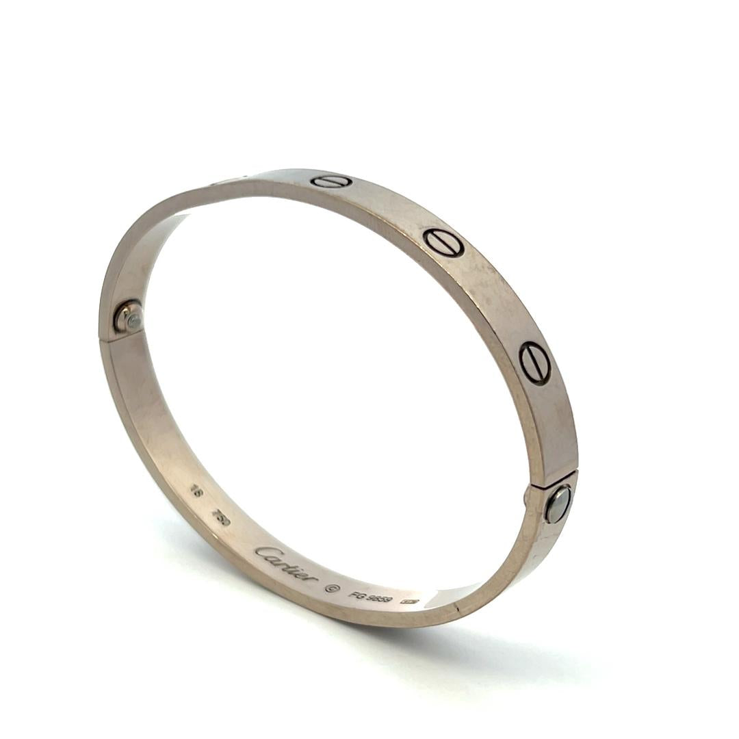 Cartier 18 Karat White Gold Love Bracelet Size 18 with Service paper