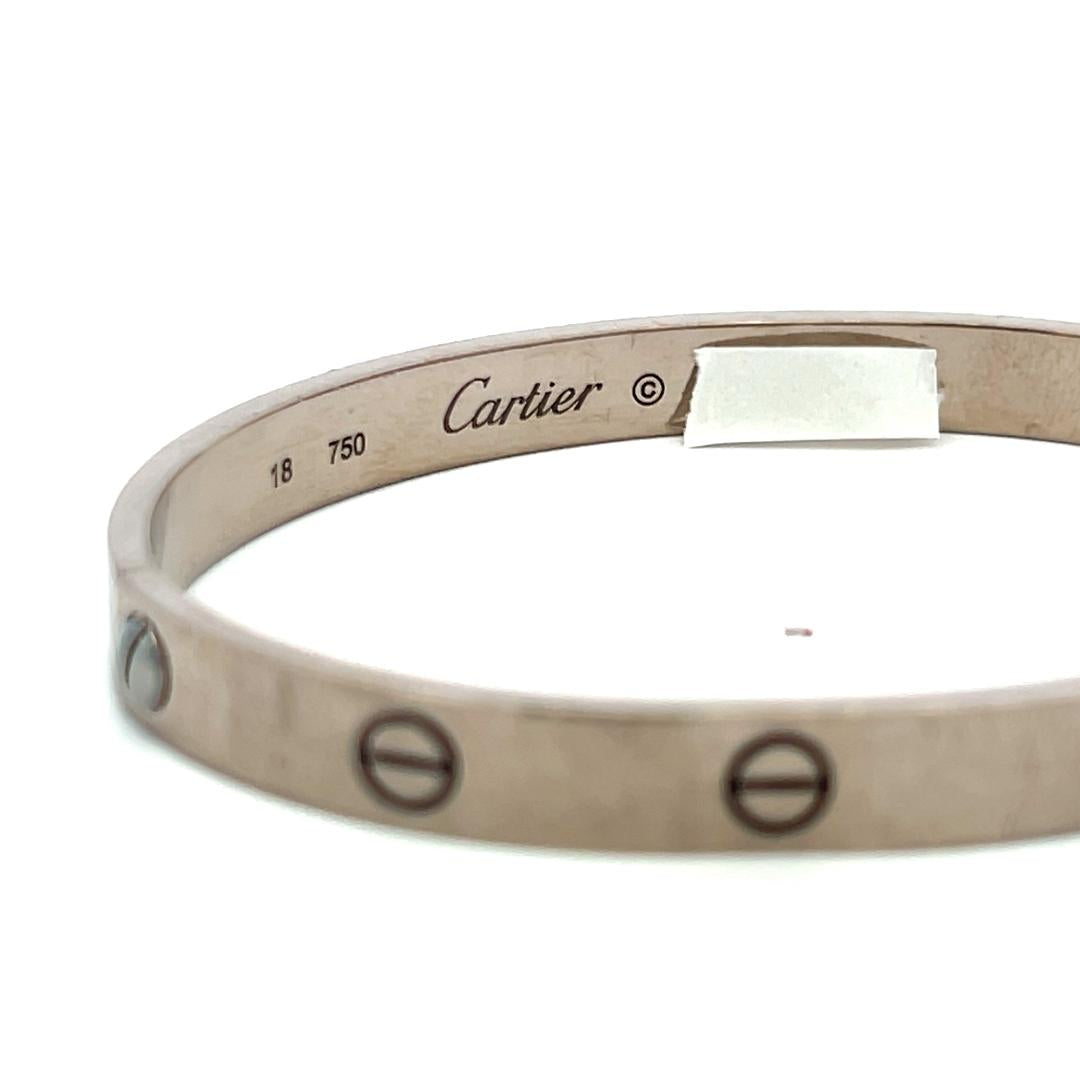 Cartier 18 Karat White Gold Love Bracelet Size 18 with Service paper