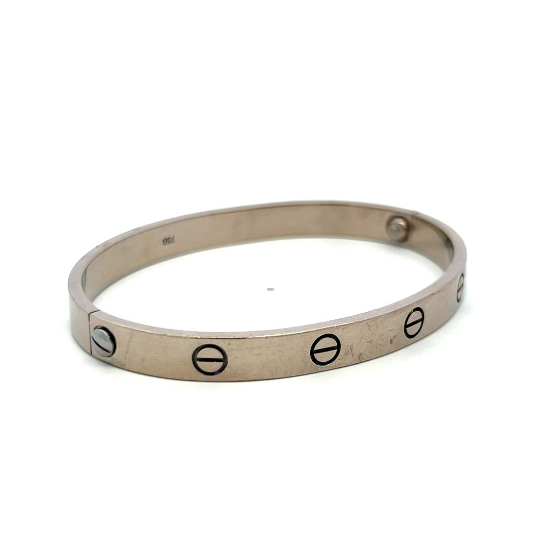 Cartier 18 Karat White Gold Love Bracelet Size 18 with Service paper