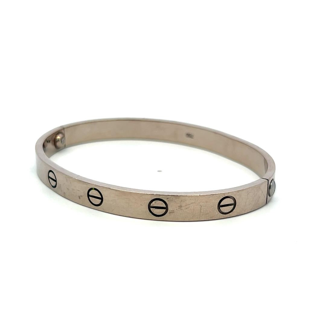 Cartier 18 Karat White Gold Love Bracelet Size 18 with Service paper
