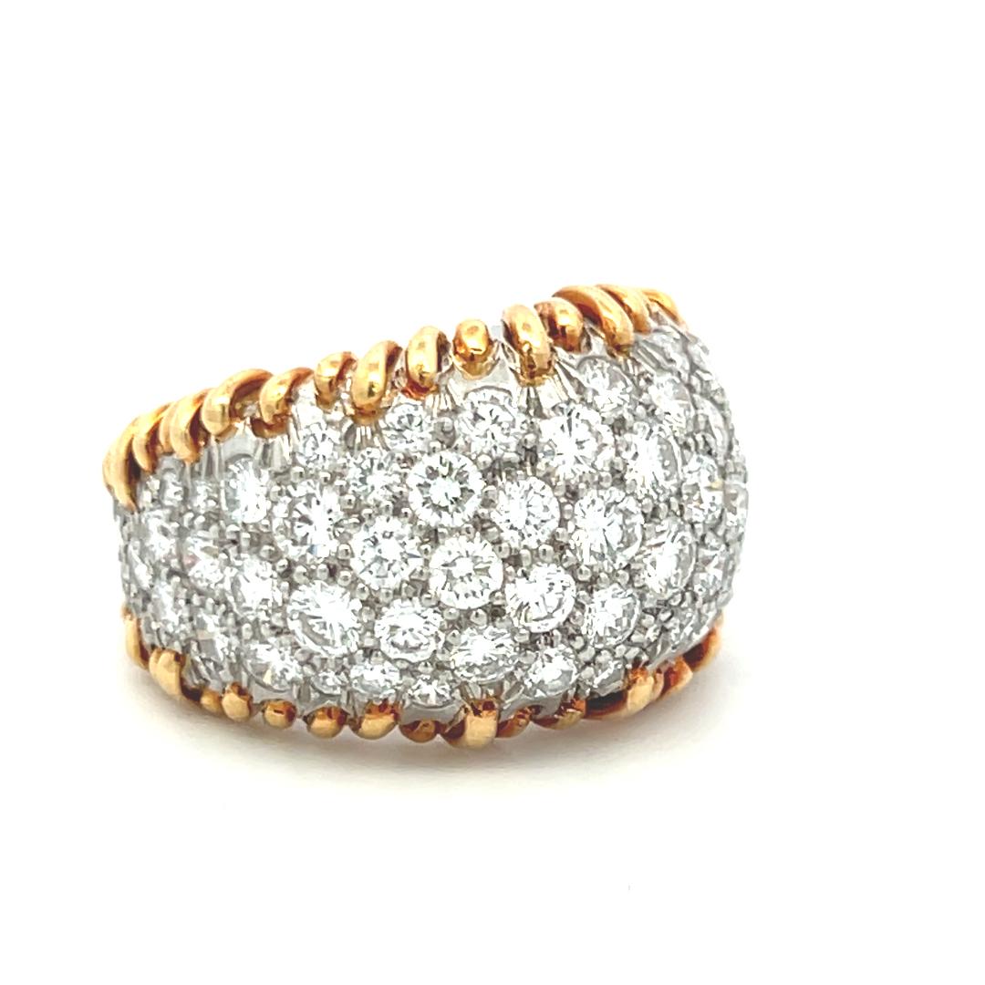 Tiffany & Co 5.00 Carat Round Brilliant Diamond 18K Two Tone Gold Cocktail Ring
