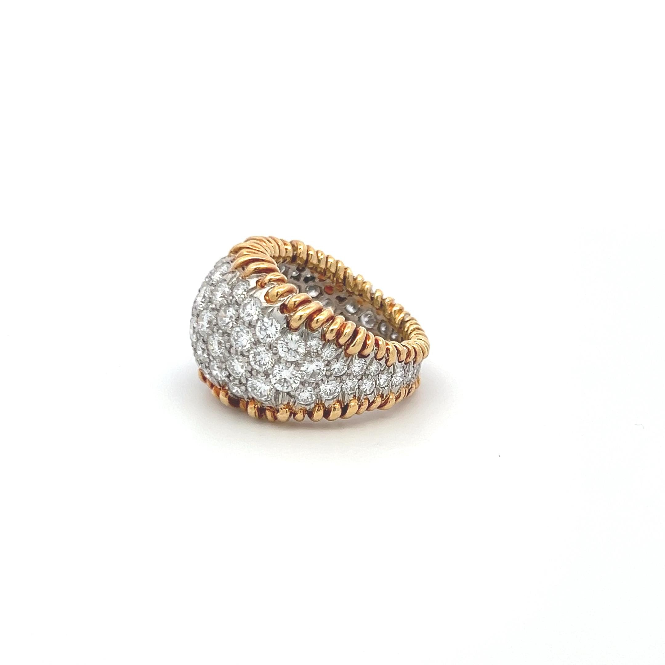 Tiffany & Co 5.00 Carat Round Brilliant Diamond 18K Two Tone Gold Cocktail Ring