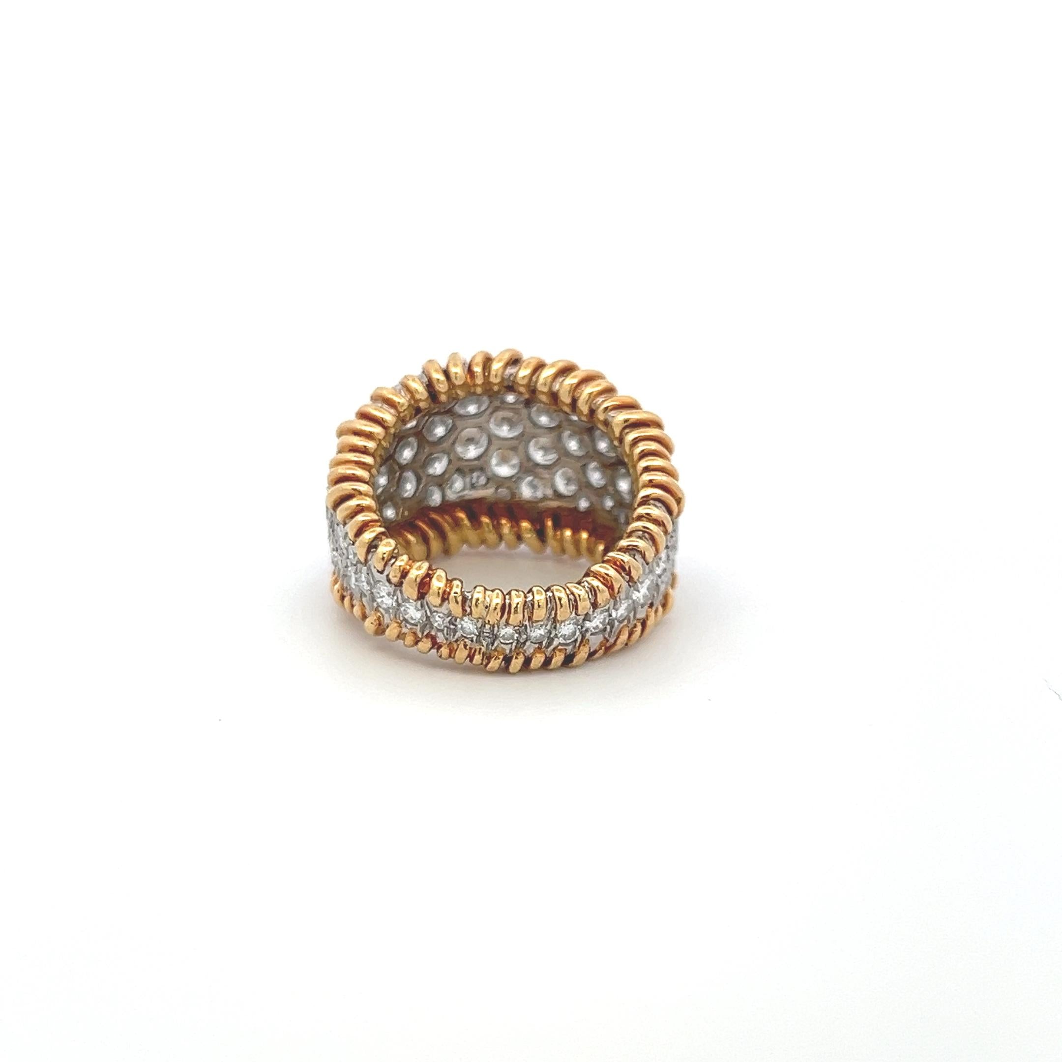 Tiffany & Co 5.00 Carat Round Brilliant Diamond 18K Two Tone Gold Cocktail Ring