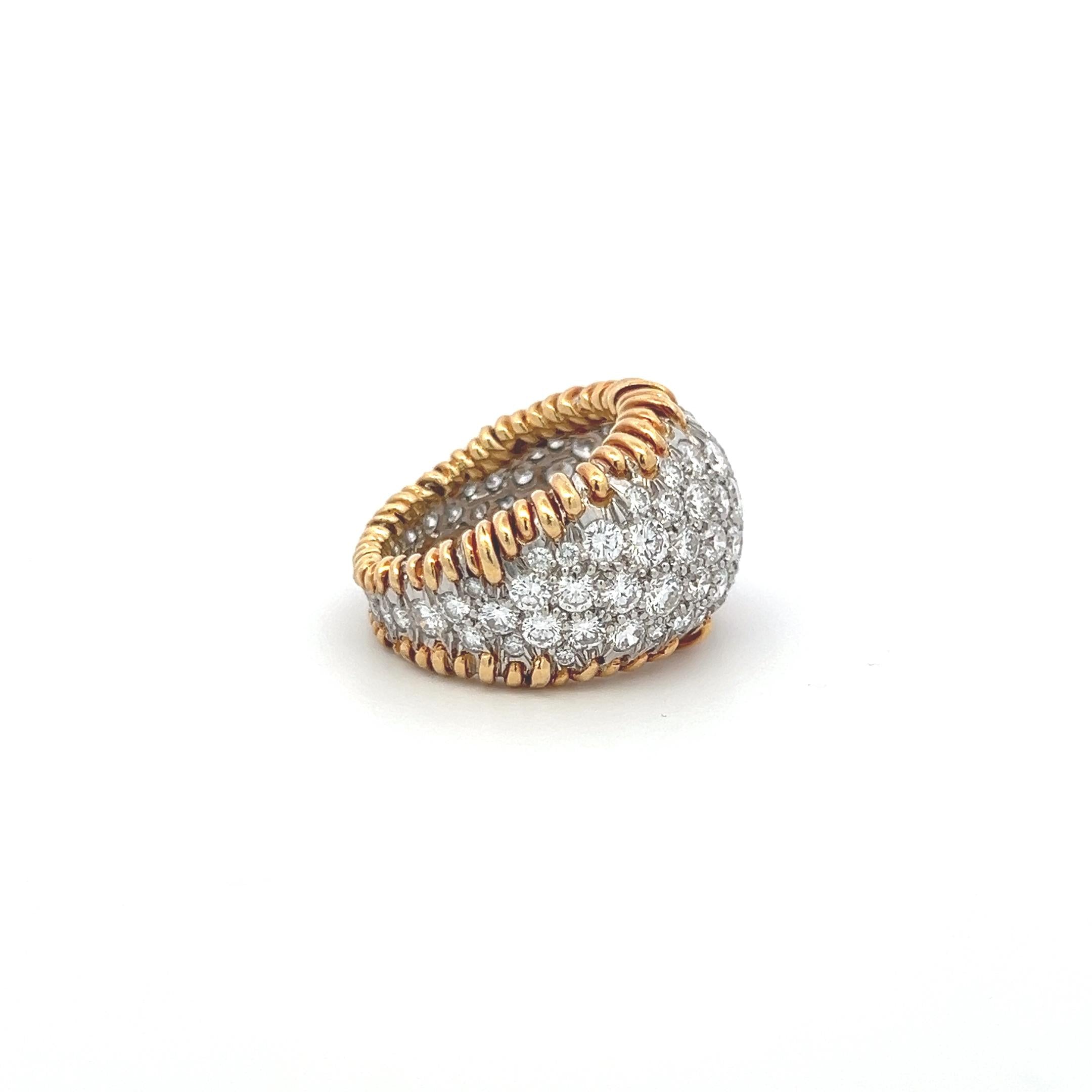 Tiffany & Co 5.00 Carat Round Brilliant Diamond 18K Two Tone Gold Cocktail Ring