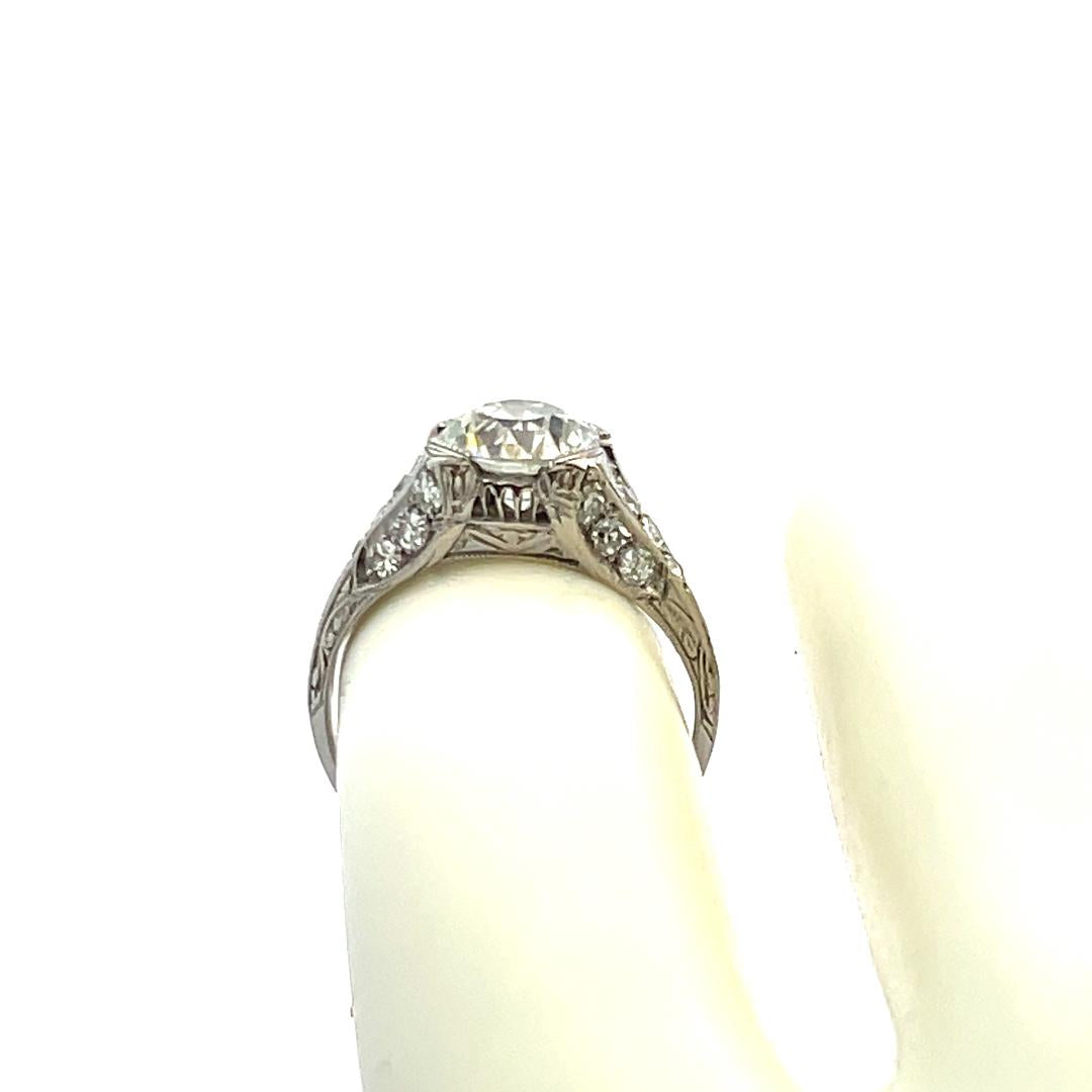 1.92 Carat Old European Cut K-I SI1 Diamond Platinum Art Deco Ring