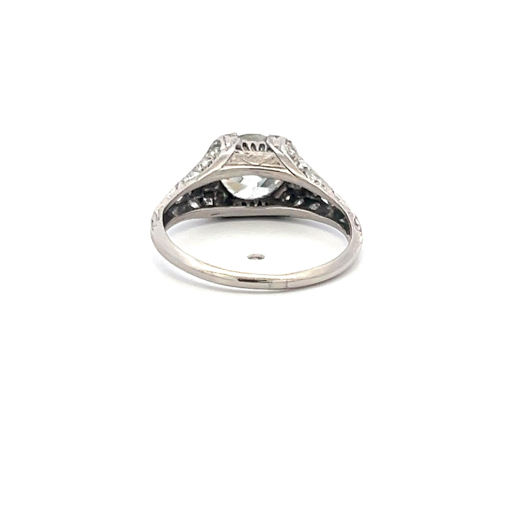 1.92 Carat Old European Cut K-I SI1 Diamond Platinum Art Deco Ring