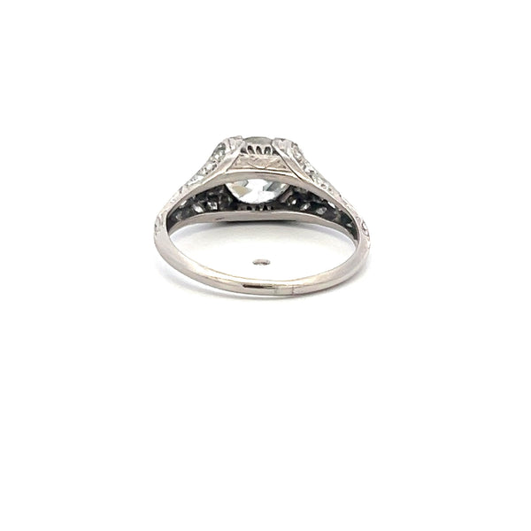 1.92 Carat Old European Cut K-I SI1 Diamond Platinum Art Deco Ring