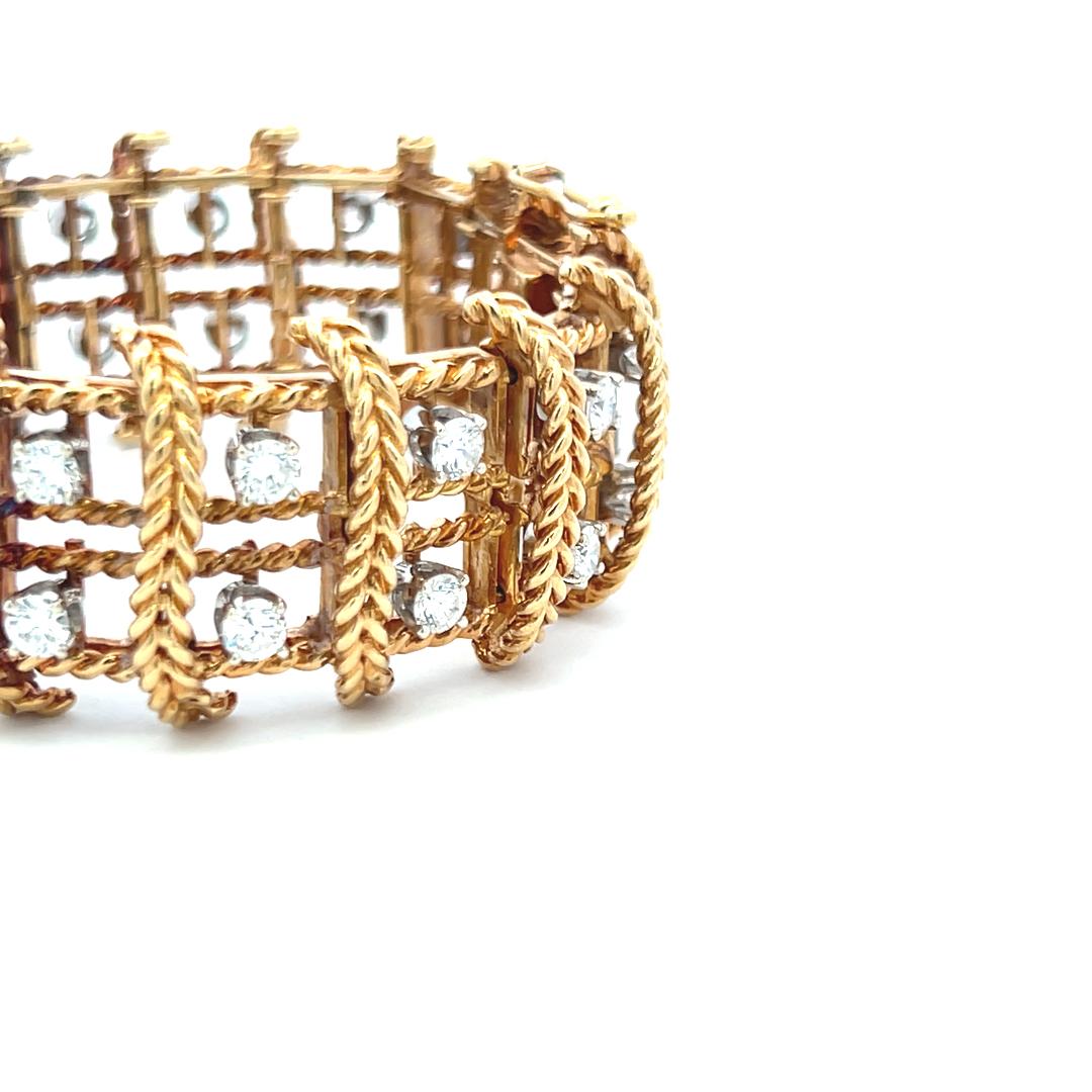 5.00 Carat Round Brilliant G VS Diamond 18 Karat Yellow Gold Link Bracelet