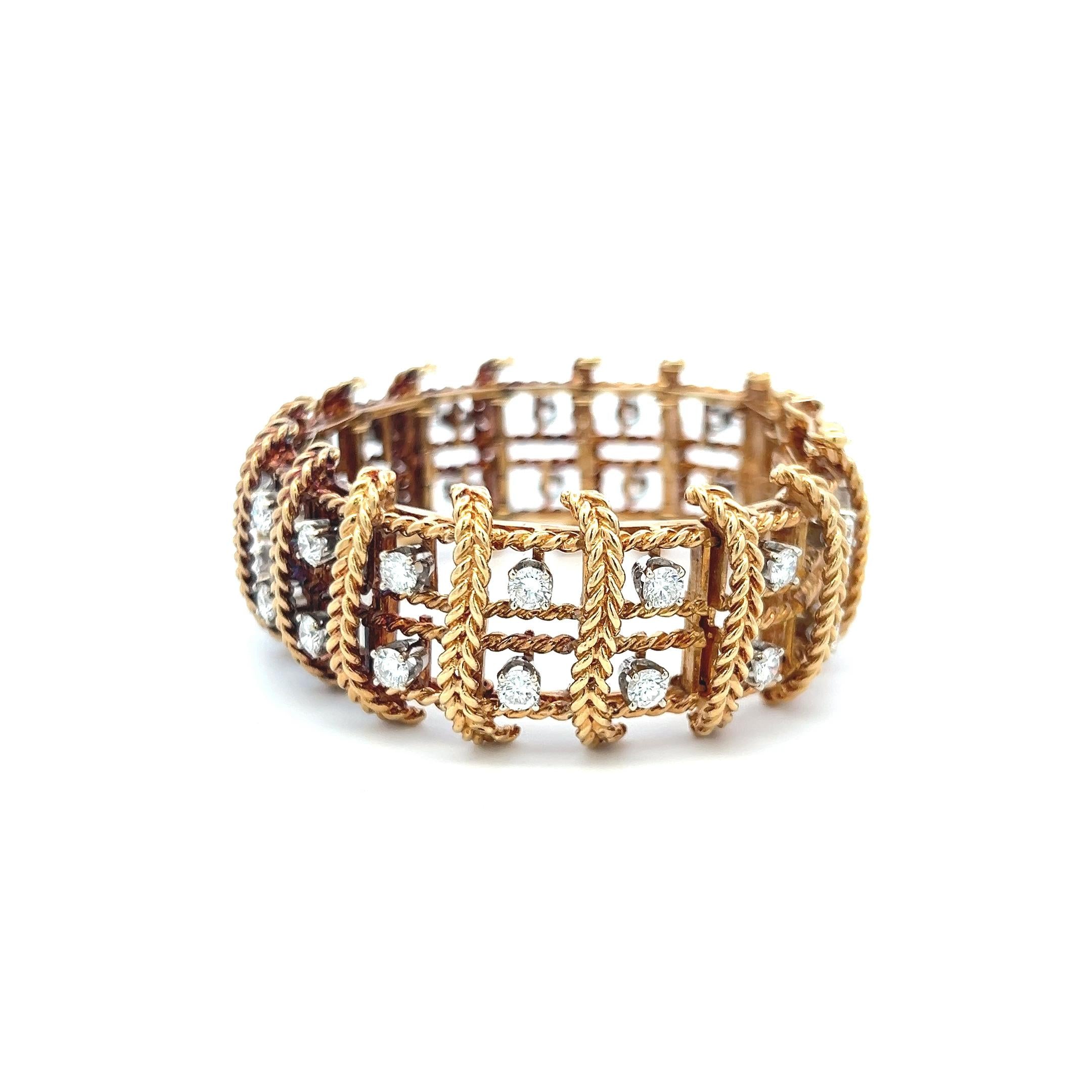 5.00 Carat Round Brilliant G VS Diamond 18 Karat Yellow Gold Link Bracelet