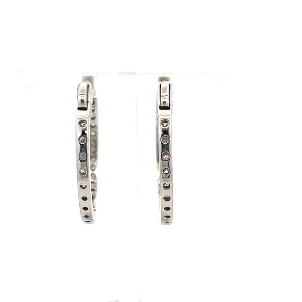 1.50 Carat Round Brilliant J VS Diamond 14 Karat White Gold Hoop Earrings