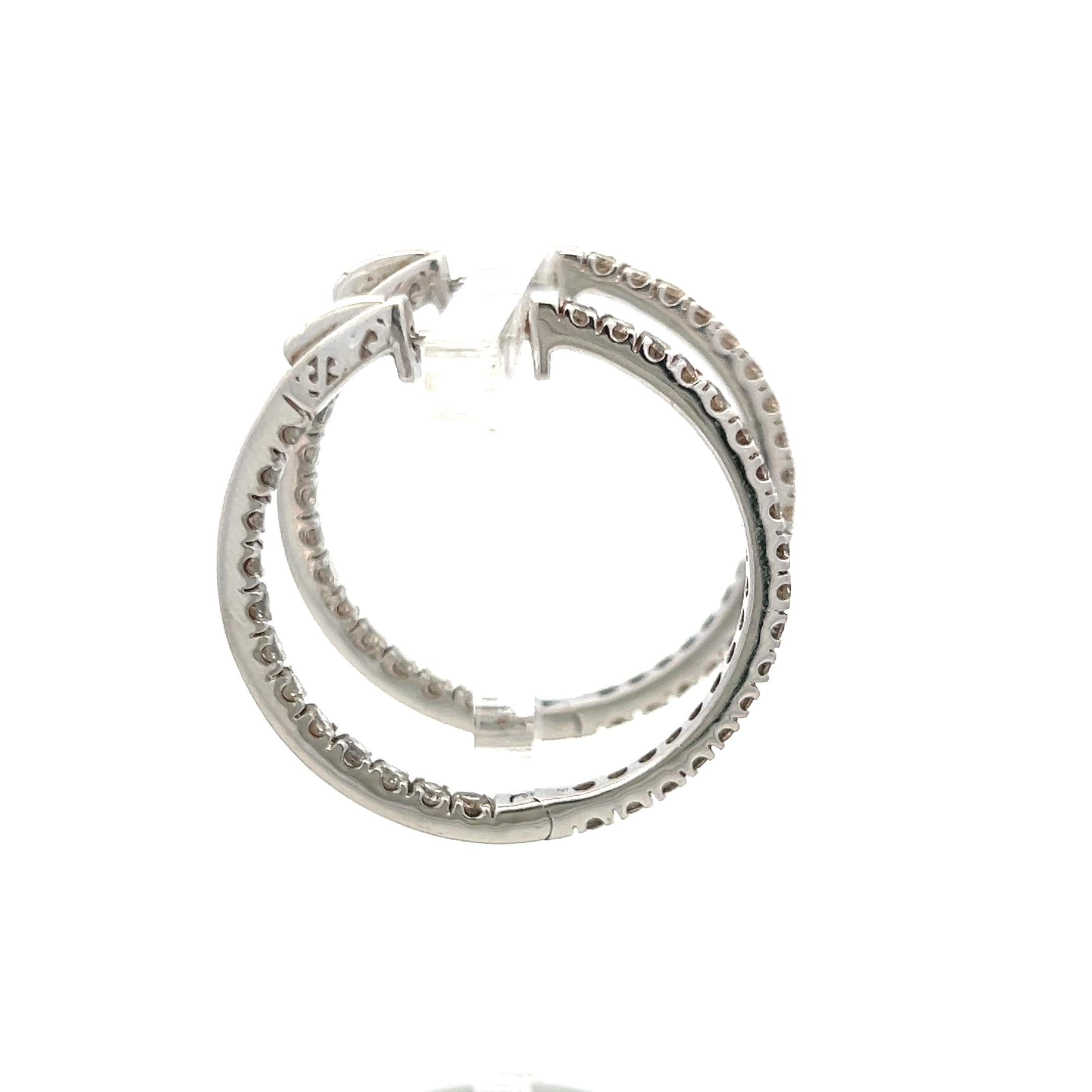 1.50 Carat Round Brilliant J VS Diamond 14 Karat White Gold Hoop Earrings