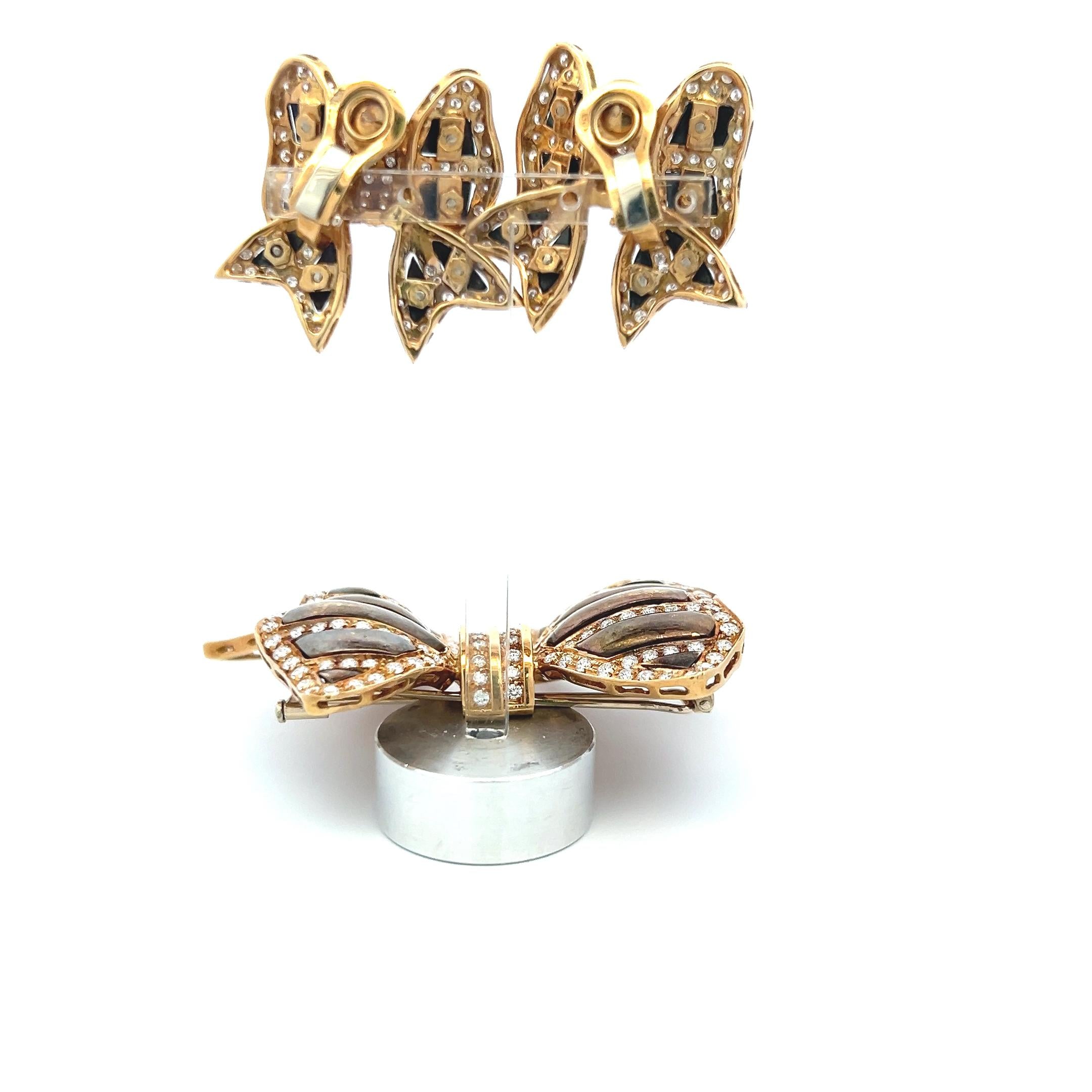 9.00 Carat Round Brilliant G VS Diamond 18K YG Clip On Earrings and Pin Brooch