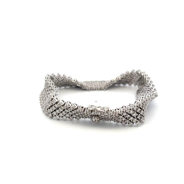 11.50 Carat Round Brilliant G VS Diamond 14 Karat White Gold Tennis Bracelet