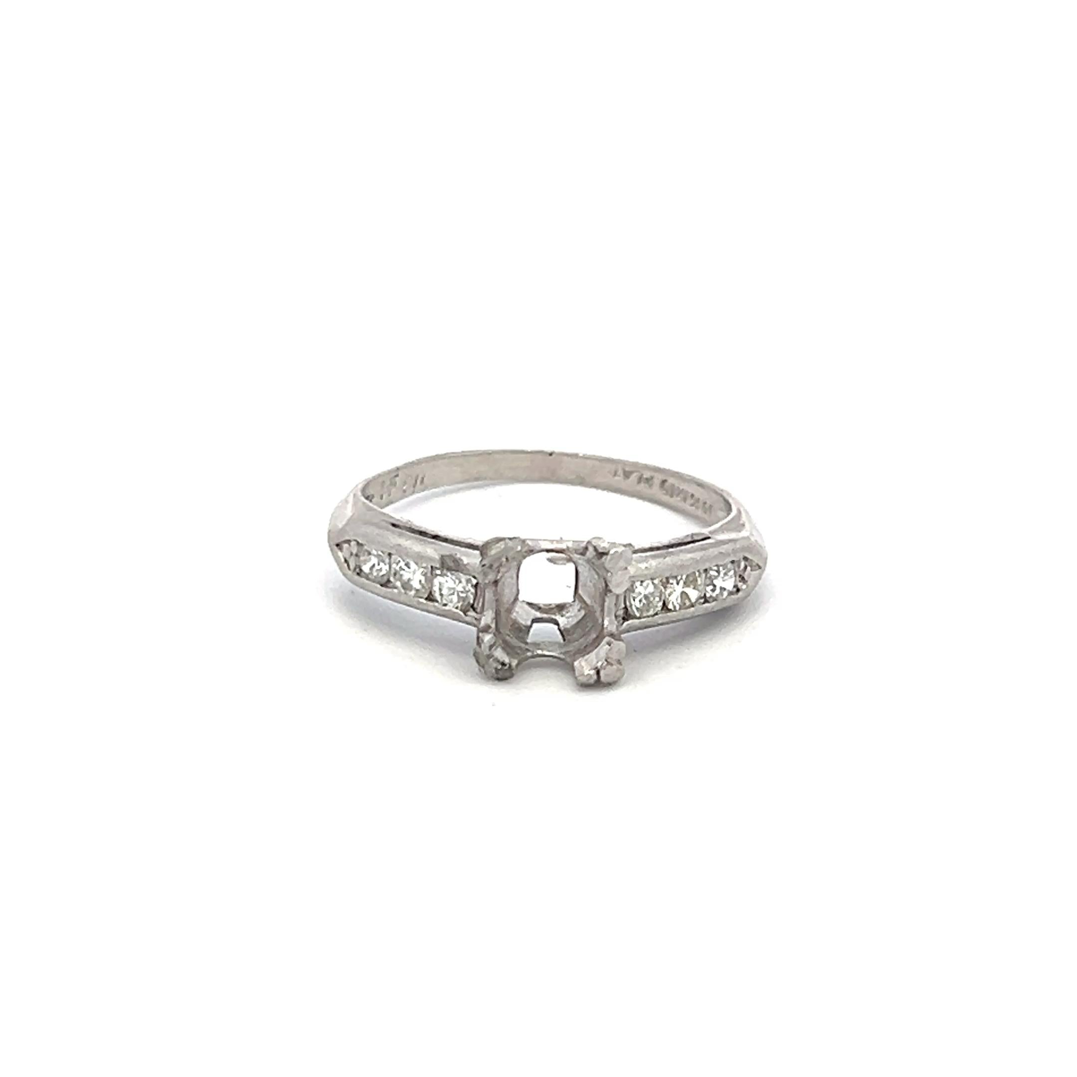 0.18 Carat Circular Brilliant Cut G SI Diamond Platinum Semi Mount Ring