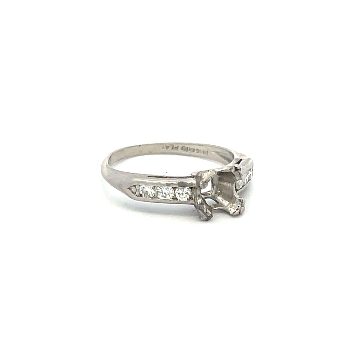 0.18 Carat Circular Brilliant Cut G SI Diamond Platinum Semi Mount Ring