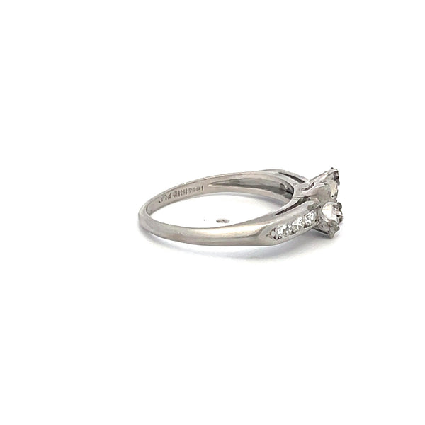 0.18 Carat Circular Brilliant Cut G SI Diamond Platinum Semi Mount Ring