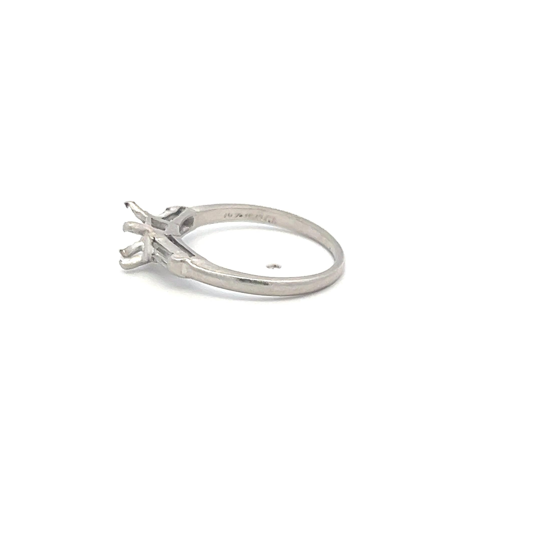 0.16 Carat Baguette Shape G VS Diamond Platinum Semi Mount Ring